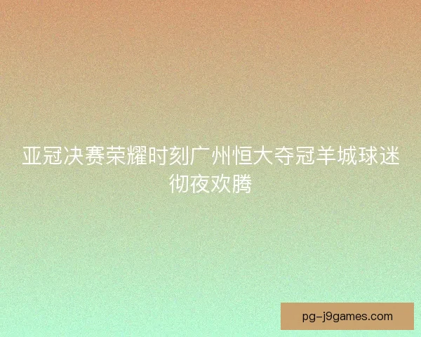 亚冠决赛荣耀时刻广州恒大夺冠羊城球迷彻夜欢腾